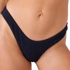 NWT Roxy Haleiwa Scoop Cheeky Bikini Bottom Ebony Black Textured Swim Medium